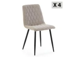 Pack 4 Chaises Abril Recouvertes De Tissu Beige