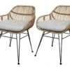 LOT 2 Chaises En Rotin Pieds Métal Noir - IBIZA