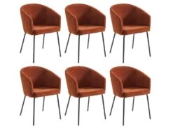 Lot De 6 Chaises Avec Accoudoirs En Tissu Et Métal - Terracotta - MORONI De Pascal MORABITO -Mobilier De Restaurant chaise 10579869