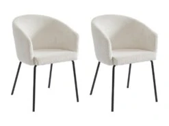 Lot De 2 Chaises Avec Accoudoirs En Velours Côtelé Et Métal - Crème - MORONI De Pascal MORABITO