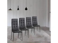 Set De 4 Chaises Salon Chelsea Tapissées Noir, 42 Cm X 51 Cm X 97 Cm -Mobilier De Restaurant chaise 10759281