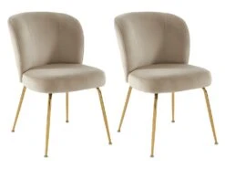 Lot De 2 Chaises En Velours Et Métal Doré - Beige - POLPONA De Pascal MORABITO