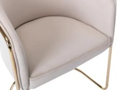 Lot De 6 Chaises Avec Accoudoirs En Velours Et Métal - Crème Et Doré - JOSETHE De Pascal MORABITO -Mobilier De Restaurant chaise 10855179