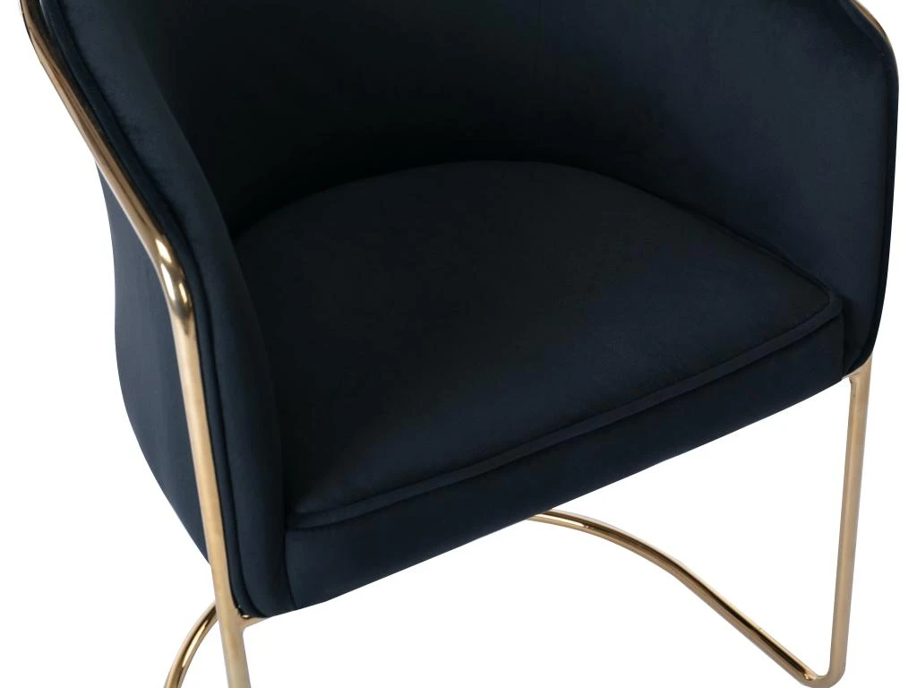 Lot De 2 Chaises Avec Accoudoirs En Velours Et Métal - Noir Et Doré - JOSETHE De Pascal MORABITO 6 Lot De 2 Chaises Avec Accoudoirs En Velours Et Métal - Noir Et Doré - JOSETHE De Pascal MORABITO – Image 6