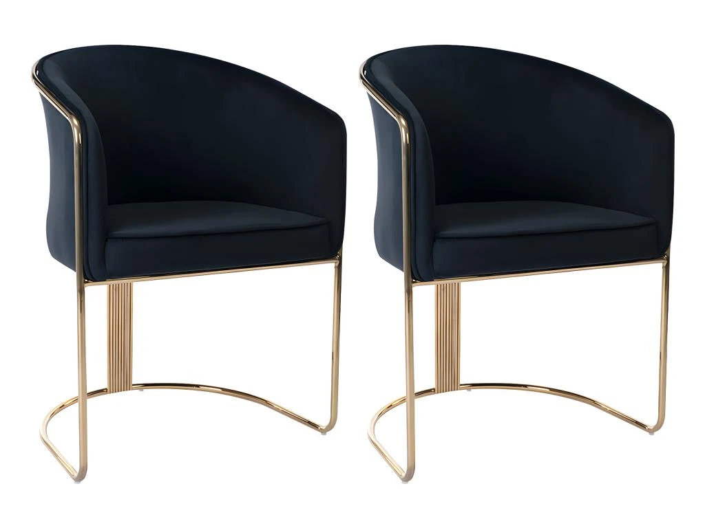 Lot De 2 Chaises Avec Accoudoirs En Velours Et Métal - Noir Et Doré - JOSETHE De Pascal MORABITO 1 Lot De 2 Chaises Avec Accoudoirs En Velours Et Métal - Noir Et Doré - JOSETHE De Pascal MORABITO