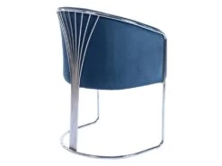 Chaise Avec Accoudoirs En Velours Et Métal - Bleu Et Chromé - JOSETHE De Pascal MORABITO -Mobilier De Restaurant chaise 10856537