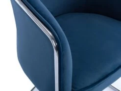 Chaise Avec Accoudoirs En Velours Et Métal - Bleu Et Chromé - JOSETHE De Pascal MORABITO -Mobilier De Restaurant chaise 10856539