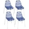 KAYELLES Lot 4 Chaises De Cuisine Design IKO (Bleu)