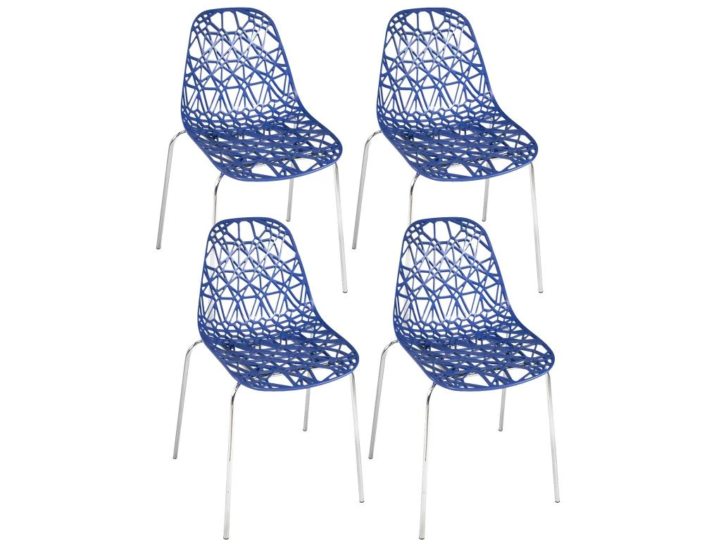 KAYELLES Lot 4 Chaises De Cuisine Design IKO (Bleu) 1 KAYELLES Lot 4 Chaises De Cuisine Design IKO (Bleu)