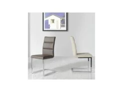 Quatuor De Chaises Eco-cuir Beige - LONI -Mobilier De Restaurant chaise 11135987