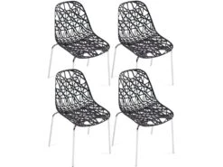 KAYELLES Lot 4 Chaises De Cuisine Design IKO (Noir)