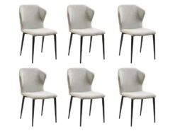 Lot De 6 Chaises En Tissu, Simili Et Métal - Gris Clair Et Beige - KIDANA De Pascal MORABITO 17 Lot De 6 Chaises En Tissu, Simili Et Métal - Gris Clair Et Beige - KIDANA De Pascal MORABITO -Mobilier De Restaurant chaise 11207897