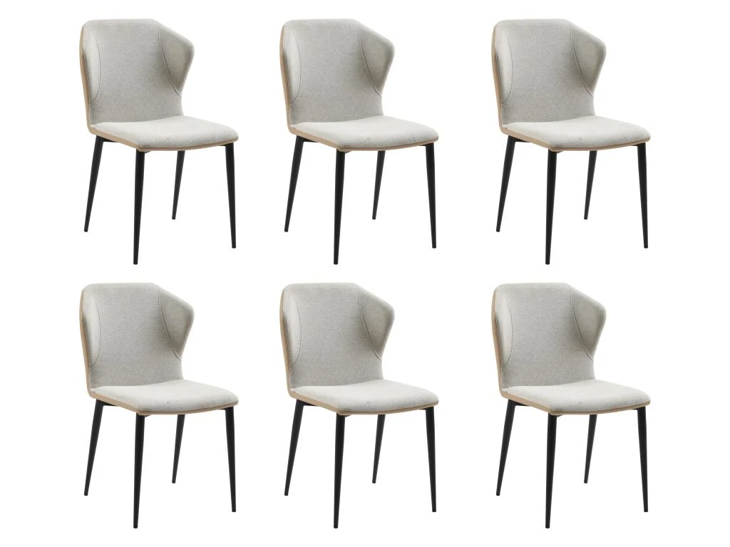 Lot De 6 Chaises En Tissu, Simili Et Métal - Gris Clair Et Beige - KIDANA De Pascal MORABITO 9 Lot De 6 Chaises En Tissu, Simili Et Métal - Gris Clair Et Beige - KIDANA De Pascal MORABITO – Image 9