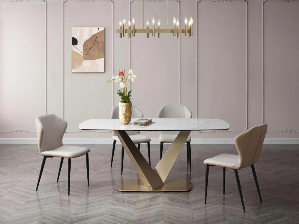 Lot De 6 Chaises En Tissu, Simili Et Métal - Gris Clair Et Beige - KIDANA De Pascal MORABITO 2 Lot De 6 Chaises En Tissu, Simili Et Métal - Gris Clair Et Beige - KIDANA De Pascal MORABITO – Image 2