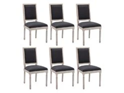 Lot De 6 Chaises En Tissu Et Bois D'hévéa - Noir - AMBOISETTE -Mobilier De Restaurant chaise 11209881