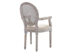 Lot De 6 Chaises Avec Accoudoirs - Cannage, Tissu Et Bois D'hévéa - Beige - ANTOINETTE 13 Lot De 6 Chaises Avec Accoudoirs - Cannage, Tissu Et Bois D'hévéa - Beige - ANTOINETTE -Mobilier De Restaurant chaise 11210615