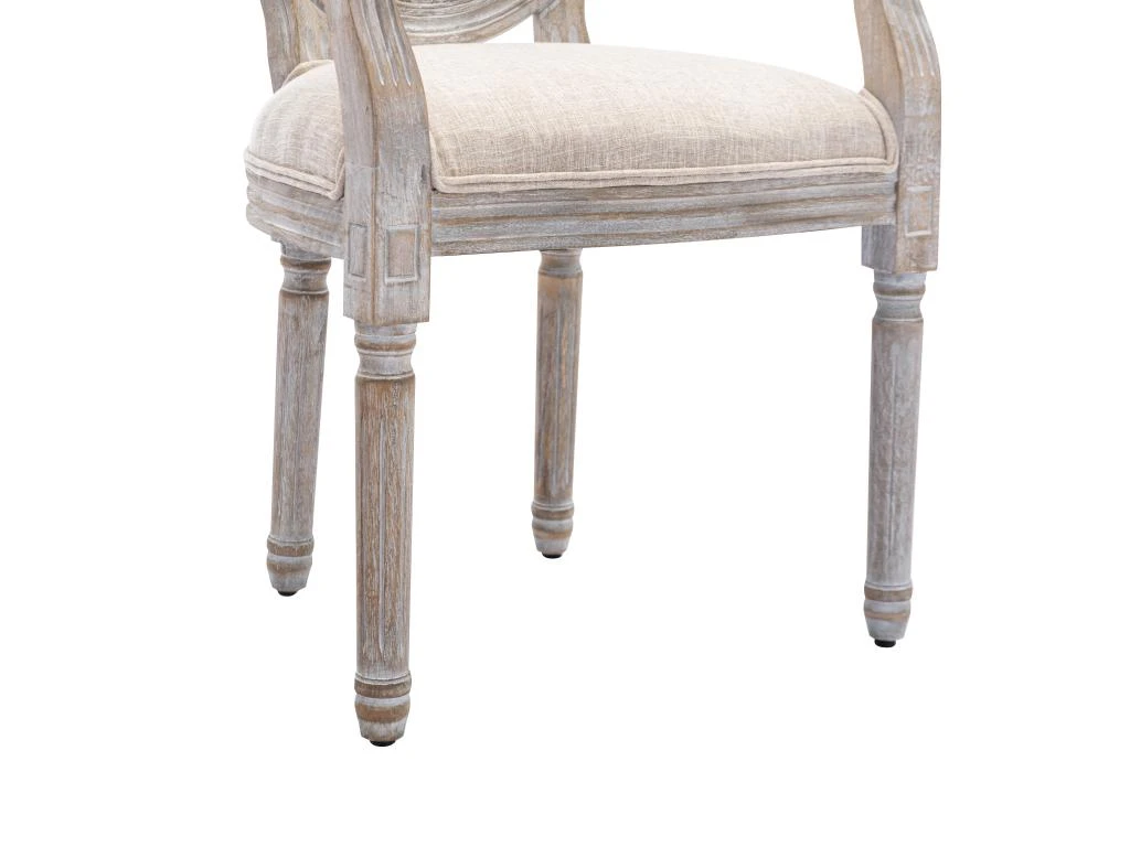 Lot De 6 Chaises Avec Accoudoirs - Cannage, Tissu Et Bois D'hévéa - Beige - ANTOINETTE 8 Lot De 6 Chaises Avec Accoudoirs - Cannage, Tissu Et Bois D'hévéa - Beige - ANTOINETTE – Image 8