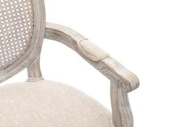 Lot De 6 Chaises Avec Accoudoirs - Cannage, Tissu Et Bois D'hévéa - Beige - ANTOINETTE 15 Lot De 6 Chaises Avec Accoudoirs - Cannage, Tissu Et Bois D'hévéa - Beige - ANTOINETTE -Mobilier De Restaurant chaise 11210619