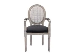 Lot De 2 Chaises Avec Accoudoirs - Cannage, Tissu Et Bois D'hévéa - Noir - ANTOINETTE 10 Lot De 2 Chaises Avec Accoudoirs - Cannage, Tissu Et Bois D'hévéa - Noir - ANTOINETTE -Mobilier De Restaurant chaise 11210633