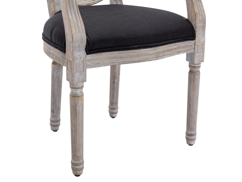Lot De 2 Chaises Avec Accoudoirs - Cannage, Tissu Et Bois D'hévéa - Noir - ANTOINETTE 8 Lot De 2 Chaises Avec Accoudoirs - Cannage, Tissu Et Bois D'hévéa - Noir - ANTOINETTE – Image 8
