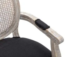 Lot De 2 Chaises Avec Accoudoirs - Cannage, Tissu Et Bois D'hévéa - Noir - ANTOINETTE 14 Lot De 2 Chaises Avec Accoudoirs - Cannage, Tissu Et Bois D'hévéa - Noir - ANTOINETTE -Mobilier De Restaurant chaise 11210643