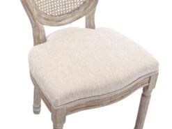 Lot De 2 Chaises - Cannage, Tissu Et Bois D'hévéa - Beige - ANTOINETTE 15 Lot De 2 Chaises - Cannage, Tissu Et Bois D'hévéa - Beige - ANTOINETTE -Mobilier De Restaurant chaise 11310829