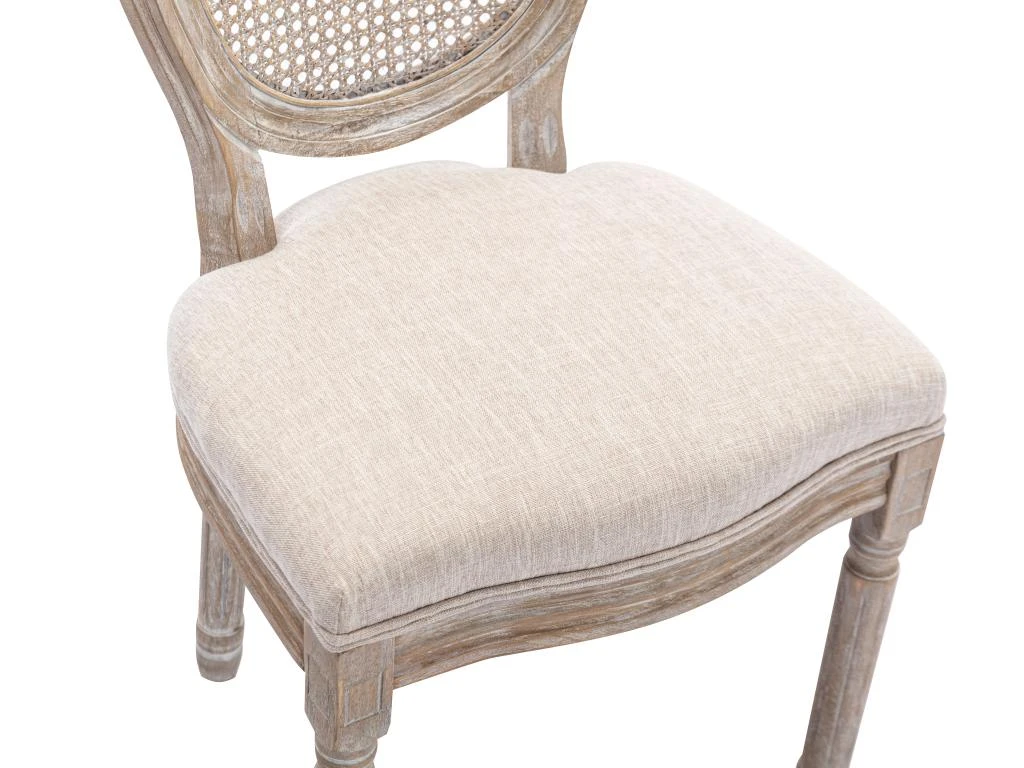 Lot De 2 Chaises - Cannage, Tissu Et Bois D'hévéa - Beige - ANTOINETTE 7 Lot De 2 Chaises - Cannage, Tissu Et Bois D'hévéa - Beige - ANTOINETTE – Image 7