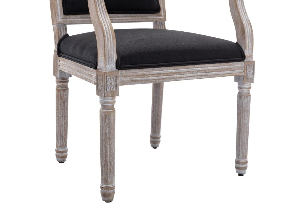 Lot De 2 Chaises Avec Accoudoirs En Tissu Et Bois D'hévéa - Noir - AMBOISETTE 7 Lot De 2 Chaises Avec Accoudoirs En Tissu Et Bois D'hévéa - Noir - AMBOISETTE – Image 7