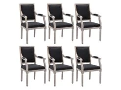 Lot De 6 Chaises Avec Accoudoirs En Tissu Et Bois D'hévéa - Noir - AMBOISETTE 15 Lot De 6 Chaises Avec Accoudoirs En Tissu Et Bois D'hévéa - Noir - AMBOISETTE -Mobilier De Restaurant chaise 11311115