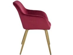 Lot De 4 Chaises Pieds Doré Siège De Salon Cuisine Salle à Manger Design élégant Velours Bordeaux 08_0000110 -Mobilier De Restaurant chaise 11339821