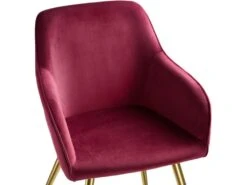 Lot De 4 Chaises Pieds Doré Siège De Salon Cuisine Salle à Manger Design élégant Velours Bordeaux 08_0000110 -Mobilier De Restaurant chaise 11339825