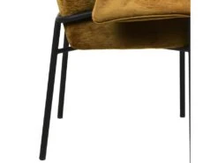 GASPARD - Fauteuil De Table En Tissu Chenillé Moutarde Et Métal Noir -Mobilier De Restaurant chaise 11575377