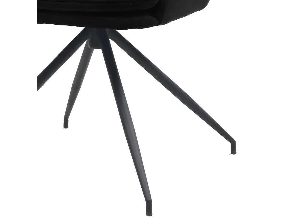 AYDEN - Fauteuil De Table En Tissu Chenillé Noir Et Métal Noir 5 AYDEN - Fauteuil De Table En Tissu Chenillé Noir Et Métal Noir – Image 5
