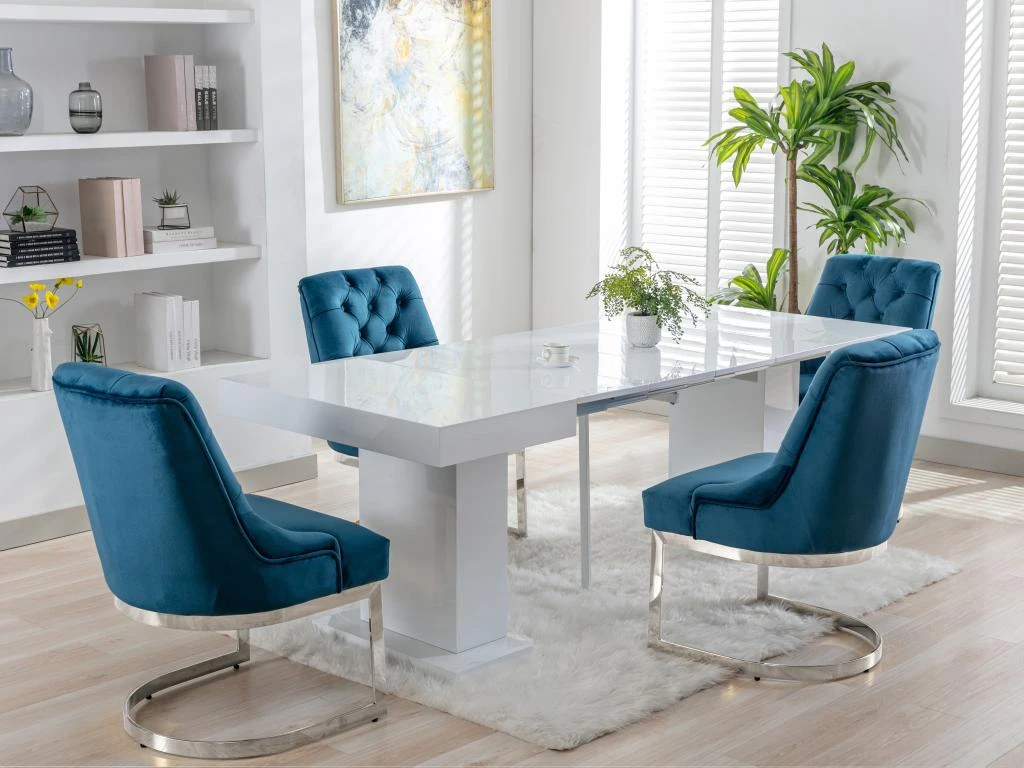 Lot De 2 Chaises En Velours Et Acier Inoxydable - Bleu Et Pieds Chromés - PORILASO De Pascal MORABITO 2 Lot De 2 Chaises En Velours Et Acier Inoxydable - Bleu Et Pieds Chromés - PORILASO De Pascal MORABITO – Image 2