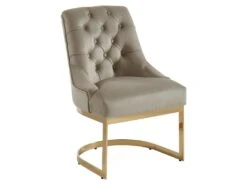 Lot De 6 Chaises En Velours Et Acier Inoxydable - Beige Et Pieds Dorés - PORILASO De Pascal MORABITO -Mobilier De Restaurant chaise 11778235