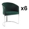 Lot De 6 Chaises Avec Accoudoirs En Velours Et Métal - Vert Et Chromé - JOSETHE De Pascal MORABITO