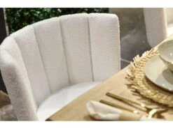 Lot De 4 Chaise De Salle à Manger Rembourrée En Tissu Au Crochet Neige - Longueur 57 X Profondeur 60 X Hauteur 79 Cm -Mobilier De Restaurant chaise 12073283