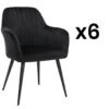 Lot De 6 Chaises Avec Accoudoirs En Velours Et Métal Noir - Noir - ELEANA