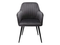 Lot De 6 Chaises Avec Accoudoirs En Velours Et Métal Noir - Gris - ELEANA 10 Lot De 6 Chaises Avec Accoudoirs En Velours Et Métal Noir - Gris - ELEANA -Mobilier De Restaurant chaise 12292071