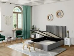 Lot De 2 Chaises Avec Accoudoirs - Velours Et Métal Effet Bois - Vert Foncé - ELEANA -Mobilier De Restaurant chaise 12331155