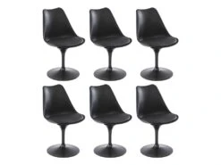 Lot De 6 Chaises En Polypropylène, Simili Et Métal - Noir - XAFY -Mobilier De Restaurant chaise 12353269
