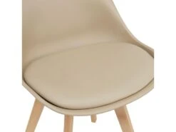 Lot De 2 Chaises De Salle à Manger Scandinave Siège Cuisine Plastique Synthétique Hêtre 81 Cm Beige 03_0002767 -Mobilier De Restaurant chaise 12384255