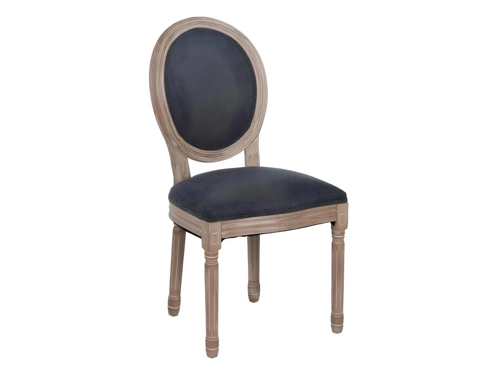 EMIA - Lot De 2 Chaises Médaillon Bois Et Tissu Anthrcite 3 EMIA - Lot De 2 Chaises Médaillon Bois Et Tissu Anthrcite – Image 3