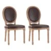 EMIA - Lot De 2 Chaises Médaillon Bois Simili Marron