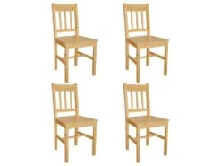 Lot De 4 Chaises De Salle à Manger Cuisine Style Rustique En Bois De Pin CDS021329