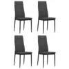 Lot De 4 Chaises De Salle à Manger Cuisine Cadre Métallique En Tissu Gris Foncé CDS021547