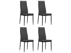 Lot De 4 Chaises De Salle à Manger Cuisine Cadre Métallique En Tissu Gris Foncé CDS021547