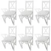 Lot De 6 Chaises De Salle à Manger Cuisine En Bois Blanc Style Classique CDS022157