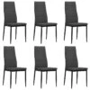 Lot De 6 Chaises De Salle à Manger Cuisine Design Contemporain Tissu Gris Foncé CDS022444