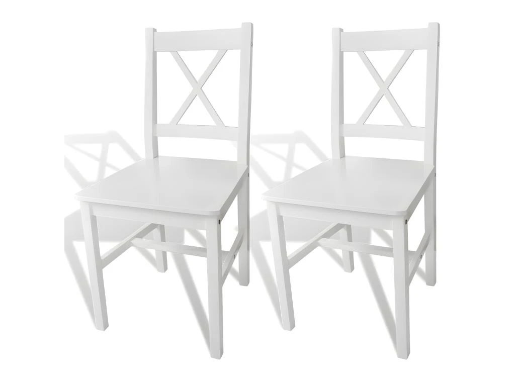 Lot De 2 Chaises De Salle à Manger Cuisine Design Classique Bois De Pin Blanc CDS020166 1 Lot De 2 Chaises De Salle à Manger Cuisine Design Classique Bois De Pin Blanc CDS020166